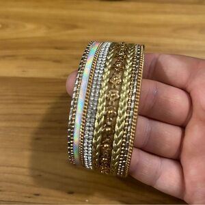 Elegant Gold and Silver Plus Size Statement Bracelet